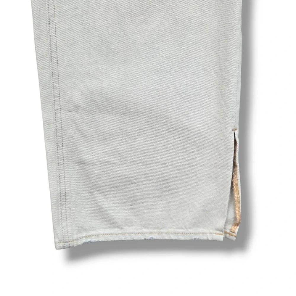 Good American Khloe Jeans Womens 8 Super High Rise Straight Distressed Ripped